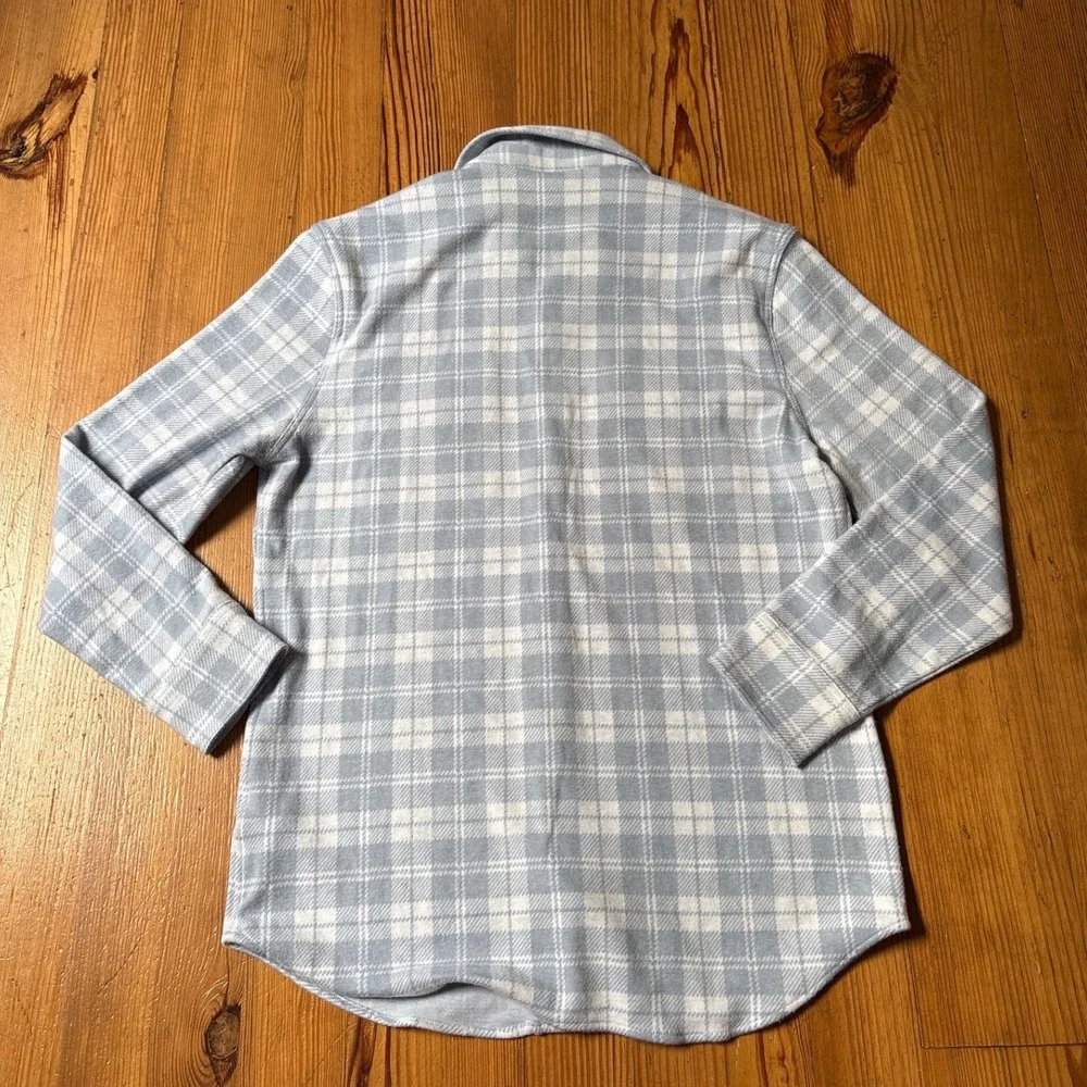 Faherty Knit Flannel Shirt Mens Blue White Plaid Coastal Casual SIZE M